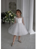 Ivory Lace Tulle Flower Girl Dress Baptism Dress